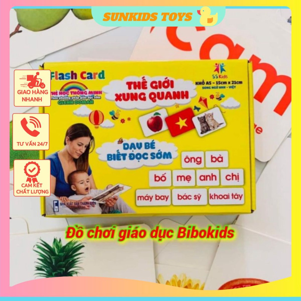 Thẻ học thông minh Glenn Doman loại to size A5 15x21cm dạy bé nhận biết TGXQ