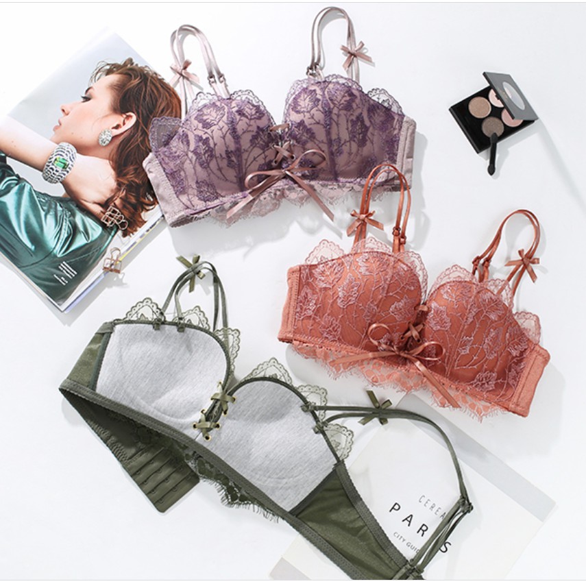 [Mã WA1606 giảm 15% đơn 99k] [KEM STORE] Set Bra Ren Hoa Phối Nơ Nâng Ngực Tạo Khe Gợi Cảm AL37 | BigBuy360 - bigbuy360.vn