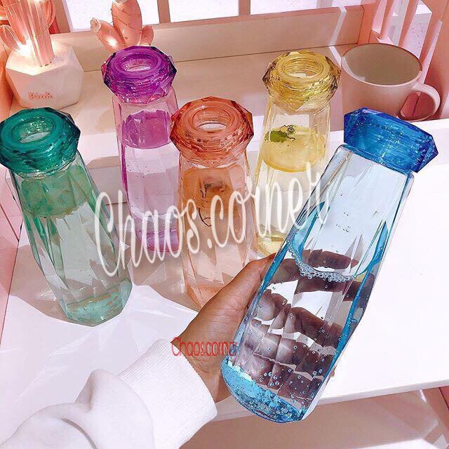 Bình Nước Thủy Tinh Nhiều Màu Dáng Kim Cương Cao Cấp 430ml | BigBuy360 - bigbuy360.vn