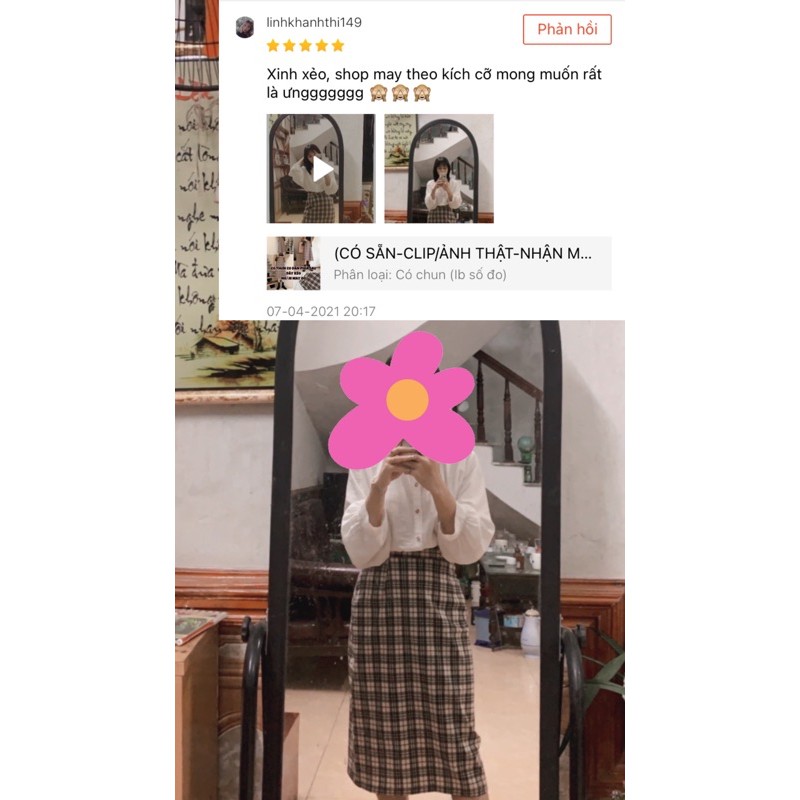 CHÂN VÁY CARO MÀU NÂU CHOCO HÀN QUỐC