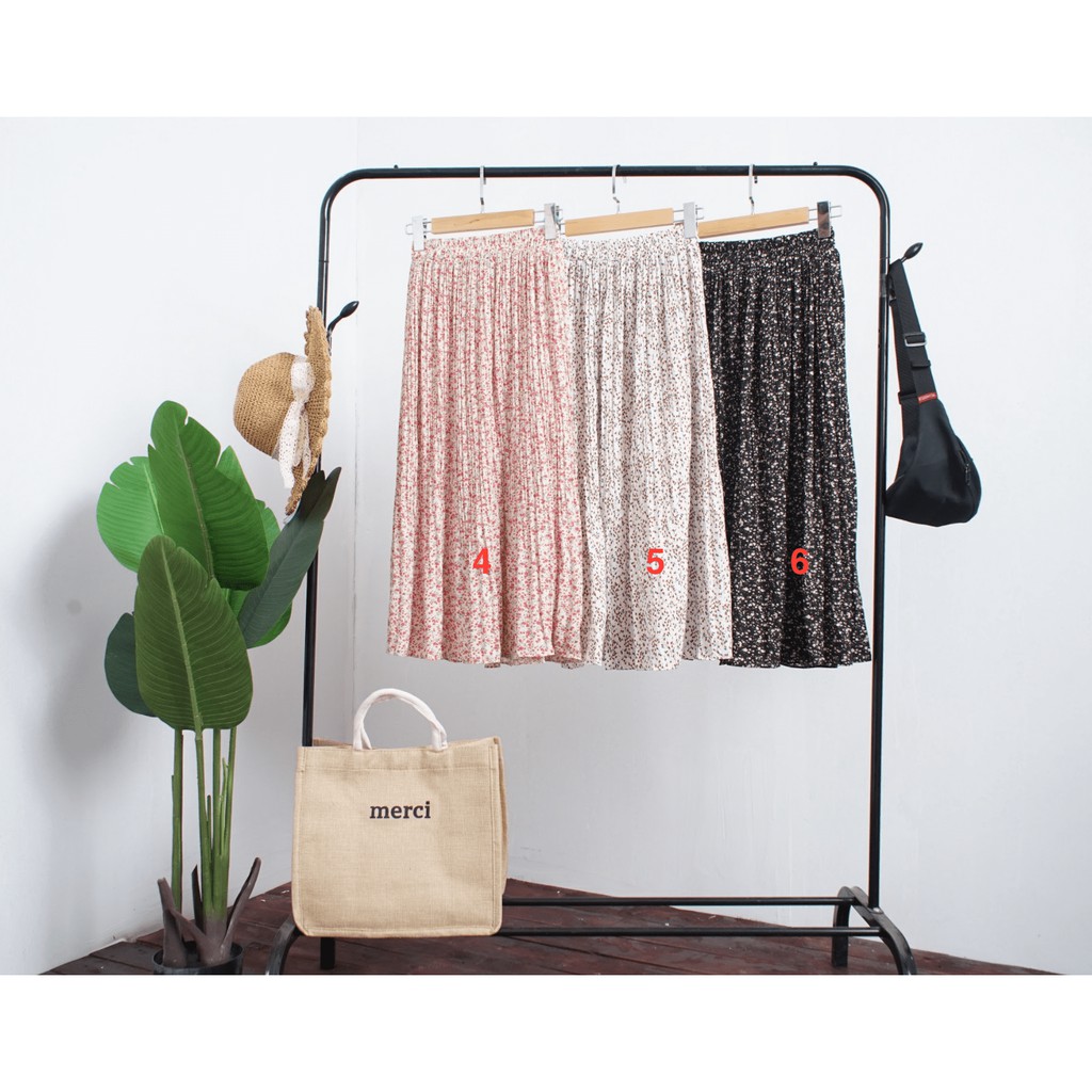 [ẢNH THẬT] Chân Váy Hoa Nhí Dài Xếp Ly Vintage Có Sẵn | BigBuy360 - bigbuy360.vn