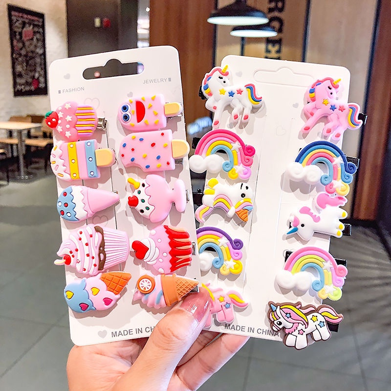 Set 10 kẹp tóc hình đám mây kem hoạt hình phong cách Hàn Quốc dễ thương cho bé