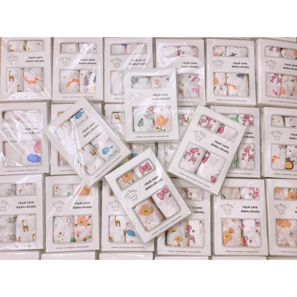 [RẺ VÔ ĐỊCH] Hộp/Set 2 khăn đa năng sợi tre lụa Aden Anais xuất Anh