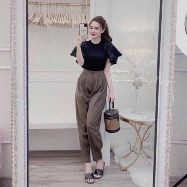 Quần xếp ly gấu