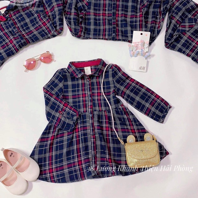 Váy sơ mi kẻ tím than H&M