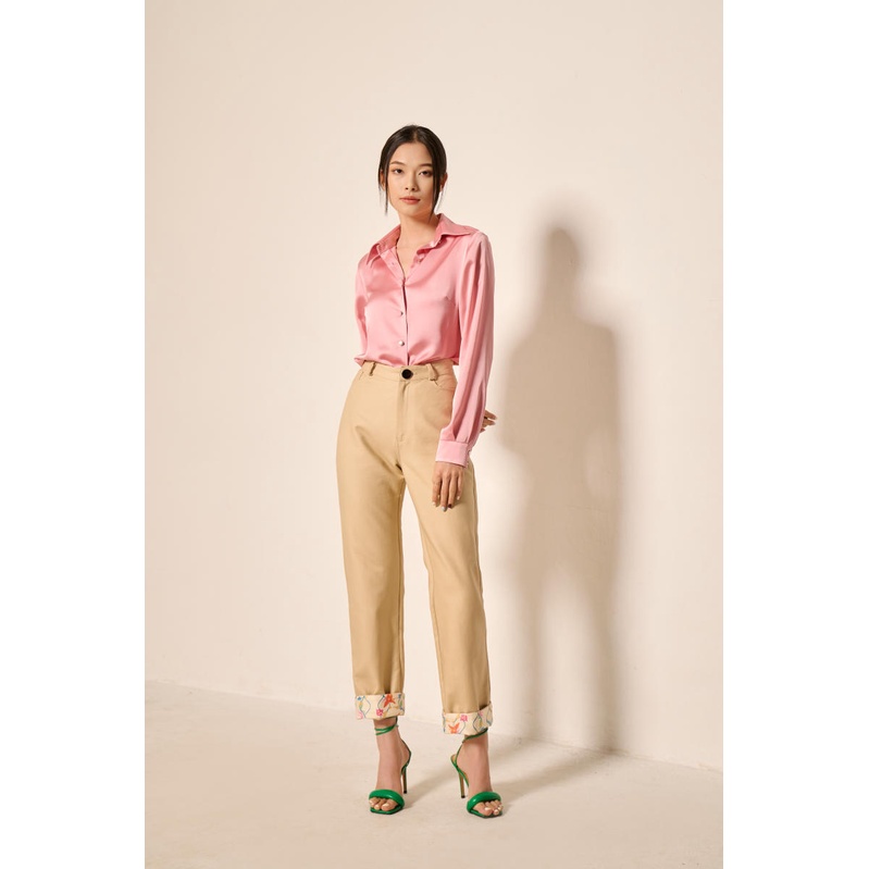 Graphé - JAYDEN trousers / Quần kaki dài màu be thiết kế phối hoạ tiết