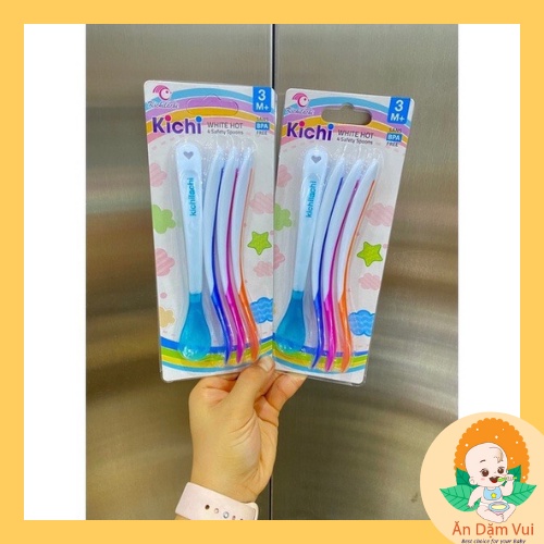 Thìa muỗng báo nóng Kichi lachi cho bé tập ăn cháo, ăn dặm, đầu mềm dễ xúc SAMI KIDS
