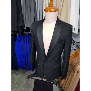 Áo vest nam ôm body màu đen ve phi đen cá tính MS-10
