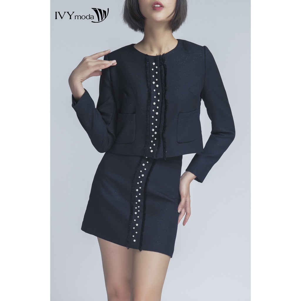 Áo vest nữ cổ tròn dáng ngắn IVY moda MS 67M3951