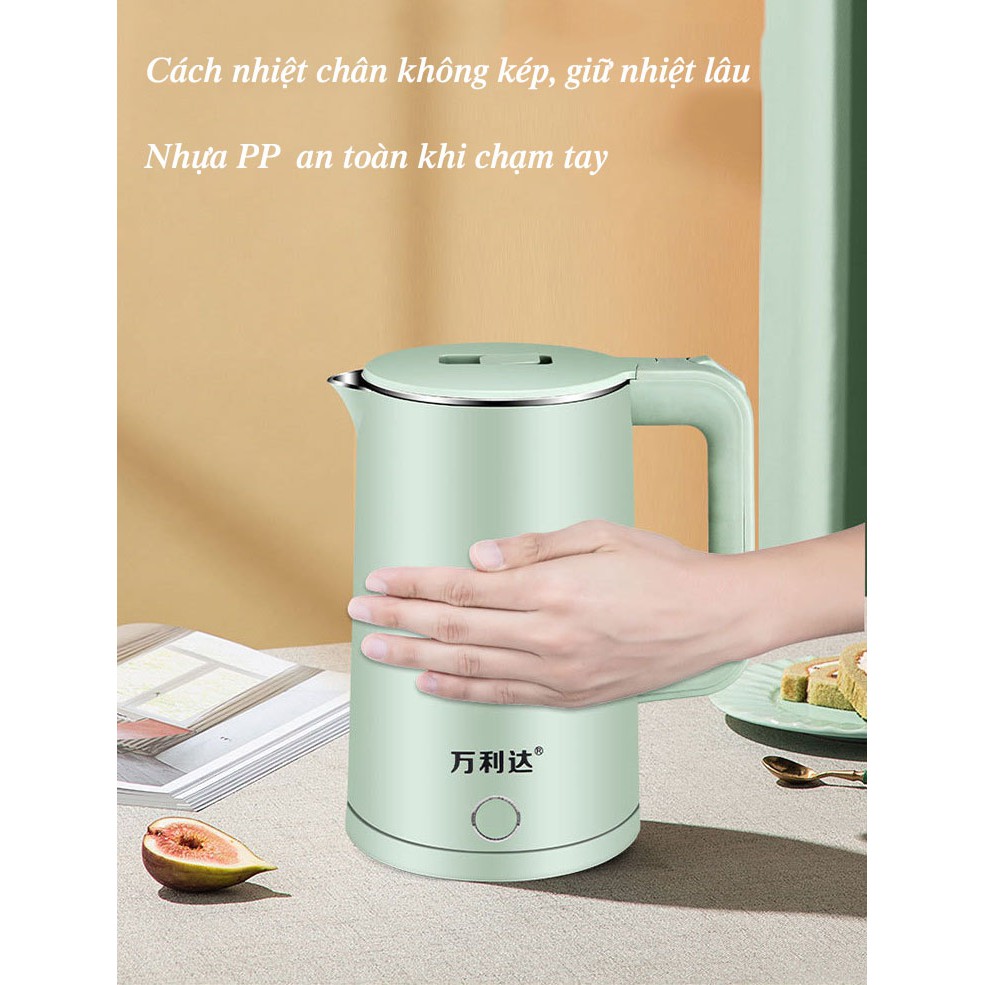 Ấm Siêu Tốc Inox A-01 (2.3L) - Ấm Đun Nước 1500W Đun Sôi Nhanh Vỏ nhựa PP an toàn. Lòng thép không gỉ. Đế xoay 360 độ.