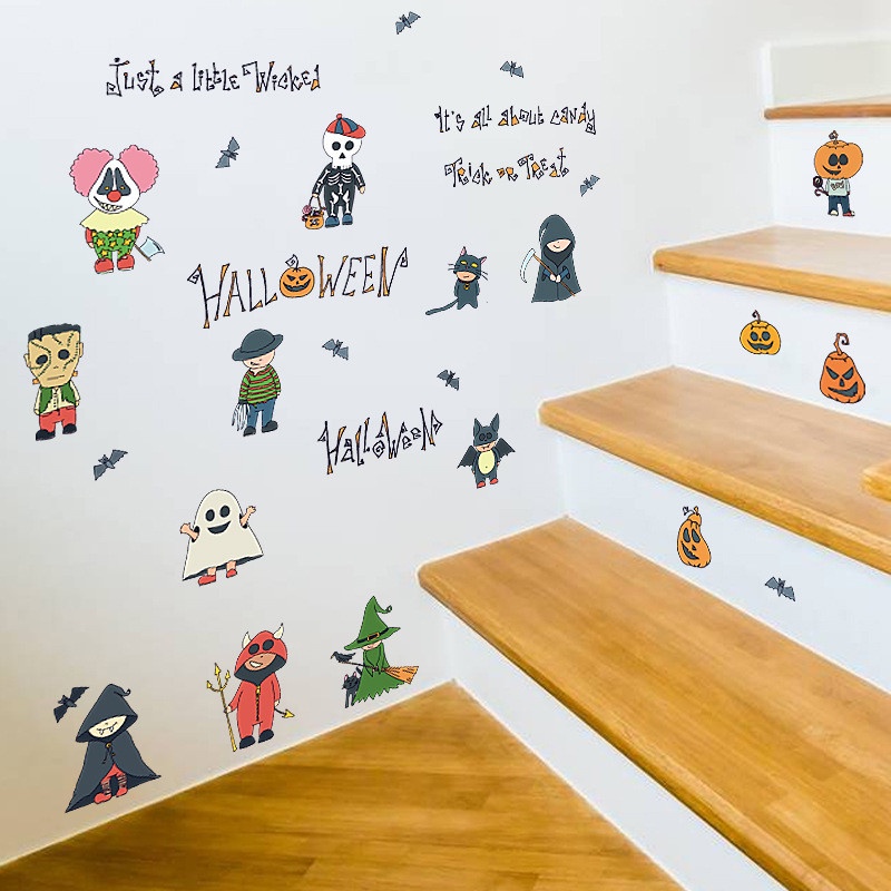 Decal dán kính tường trang trí halloween lễ hội hóa trang