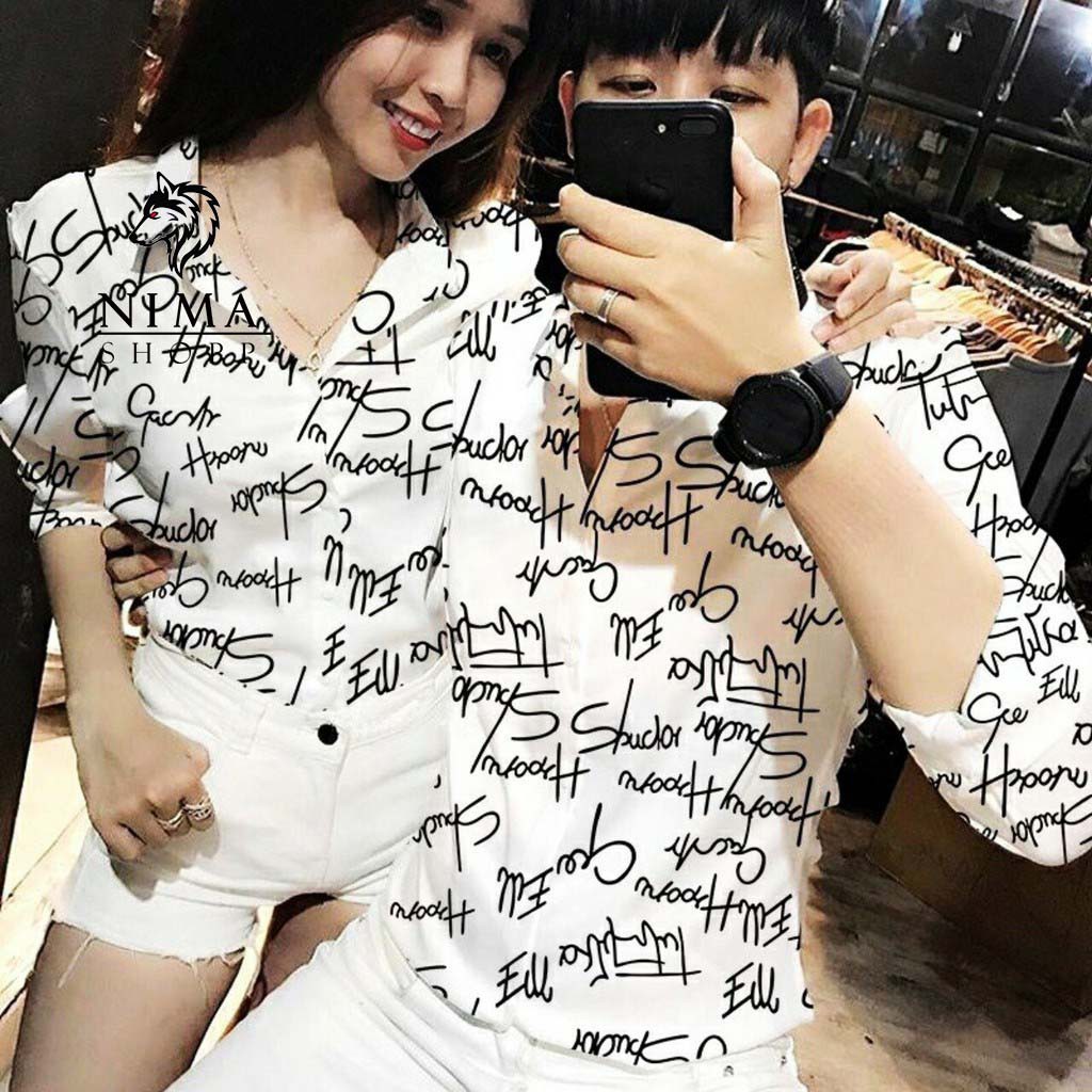 Áo sơ mi nam dài tay vải lụa họa tiết chữ cao cấp NMM033 | BigBuy360 - bigbuy360.vn