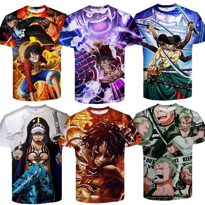 Áo Thun Tay Ngắn In Hoạt Hình One Piece 3D Thoáng Khí Thời Trang 2022 Cho Nam Và Nữ