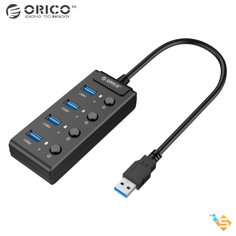 Bộ Chia Cổng HUB ORICO 4 Cổng USB 3.0 Công Tắc On/Off W9PH4-U3 - Bảo Hành Chính Hãng 1 Năm