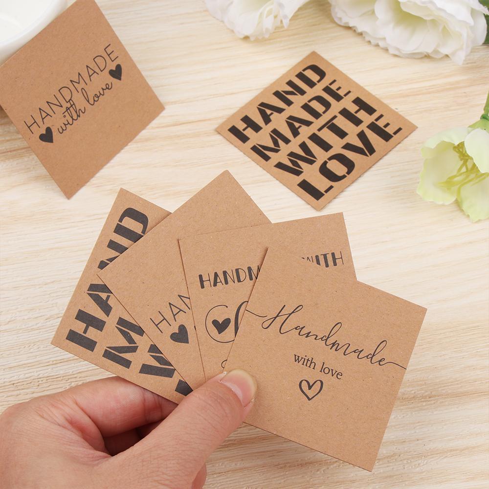 Set 50 Tấm Thẻ Giấy Kraft Trang Trí Gói Quà