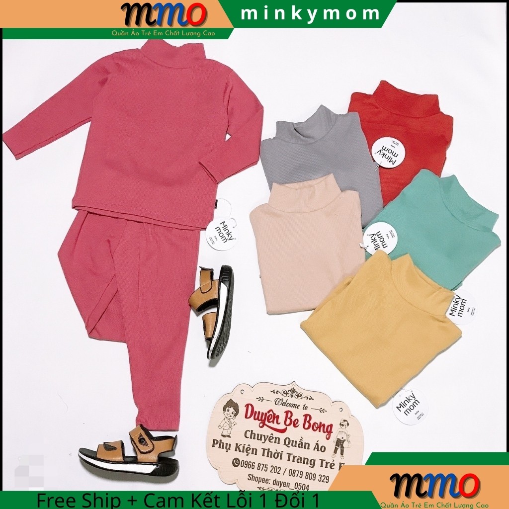 Sét thun gân minky mom cổ cao cho bé 5-17kg