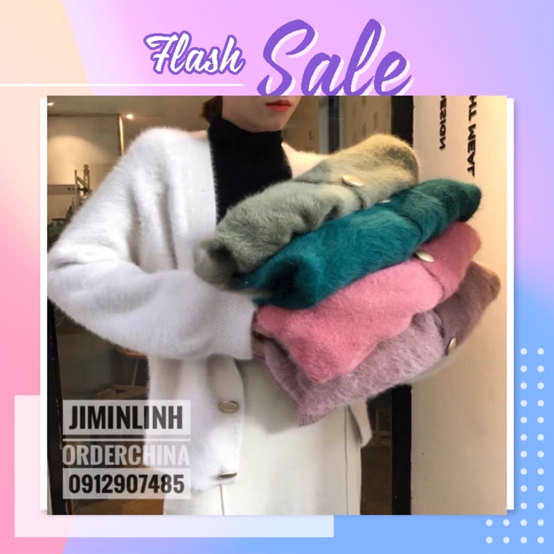 𝑨̉𝒏𝒉 𝒕𝒉𝒂̣̂𝒕: Áo cardigan len lông mịn khuy đồng Bigsize- ORDER