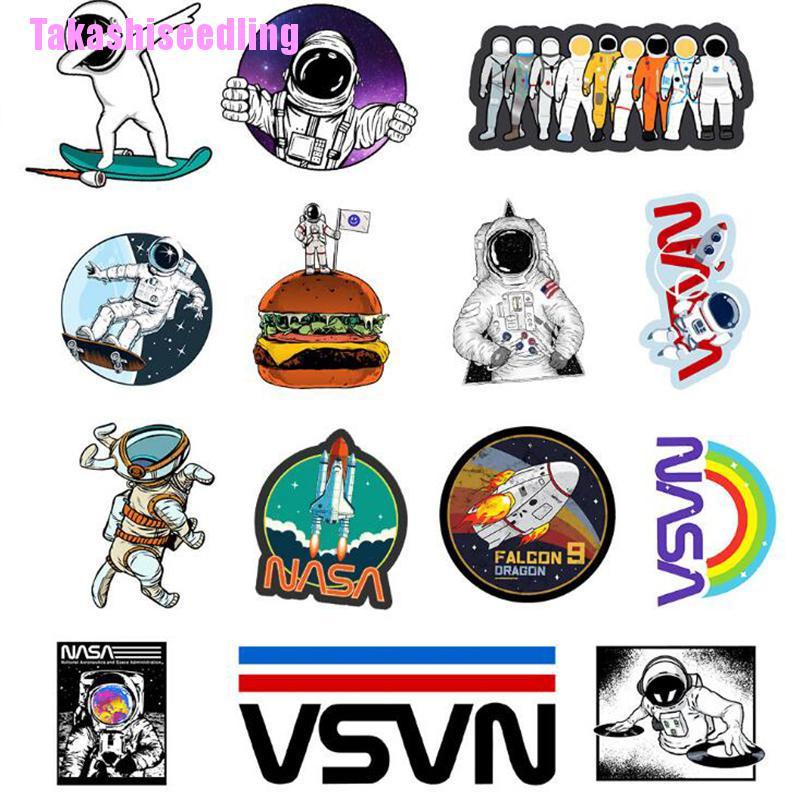 Bộ 50 Miếng Dán Chống Thấm Nước Họa Tiết Phi Hành Gia Hoạt Hình