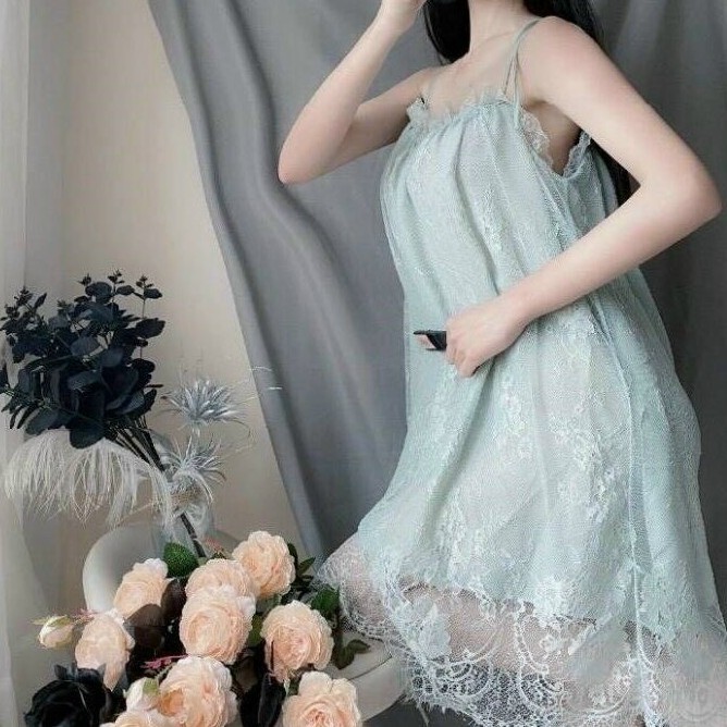Váy ngủ dáng suông - Đầm ngủ 2 dây phối ren sexy | BigBuy360 - bigbuy360.vn
