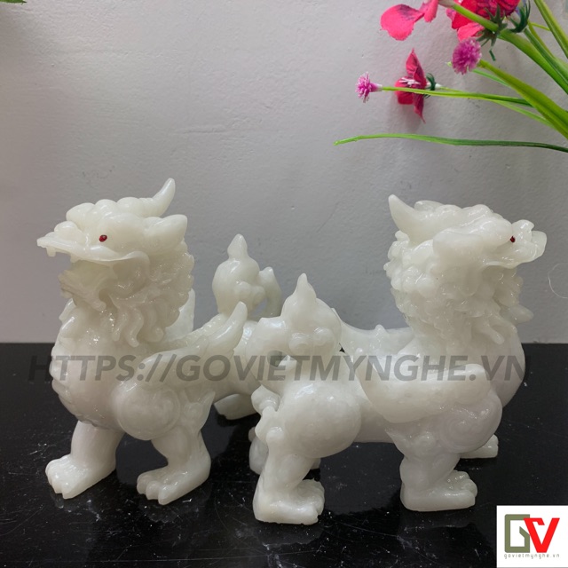 Cặp 2 Tượng Đá Tỳ Hưu Phong Thủy Trang Trí Bàn Làm Việc - Cao 11cm - Đá Non Nước | BigBuy360 - bigbuy360.vn