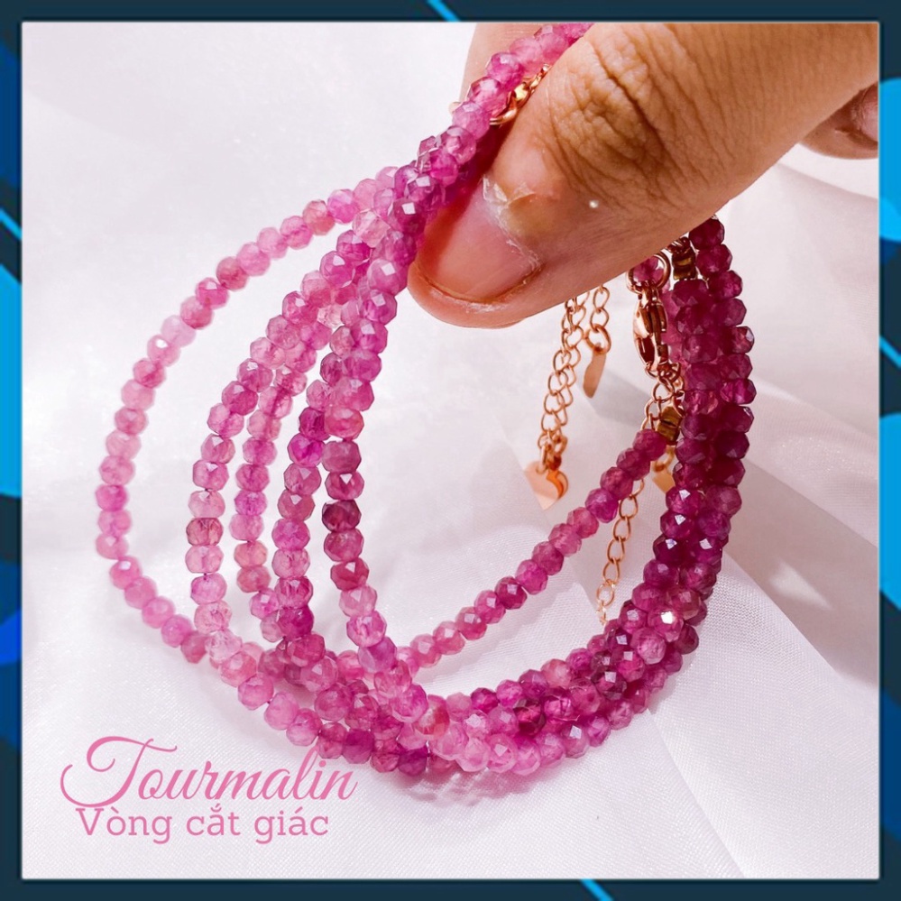Mẫu đẹp Vòng tay đá hồng cắt giác phối bạc 925 không gỉ , oxi hóa mang trẻ trung nhẹ nhàng , là món quà không thể thiêu