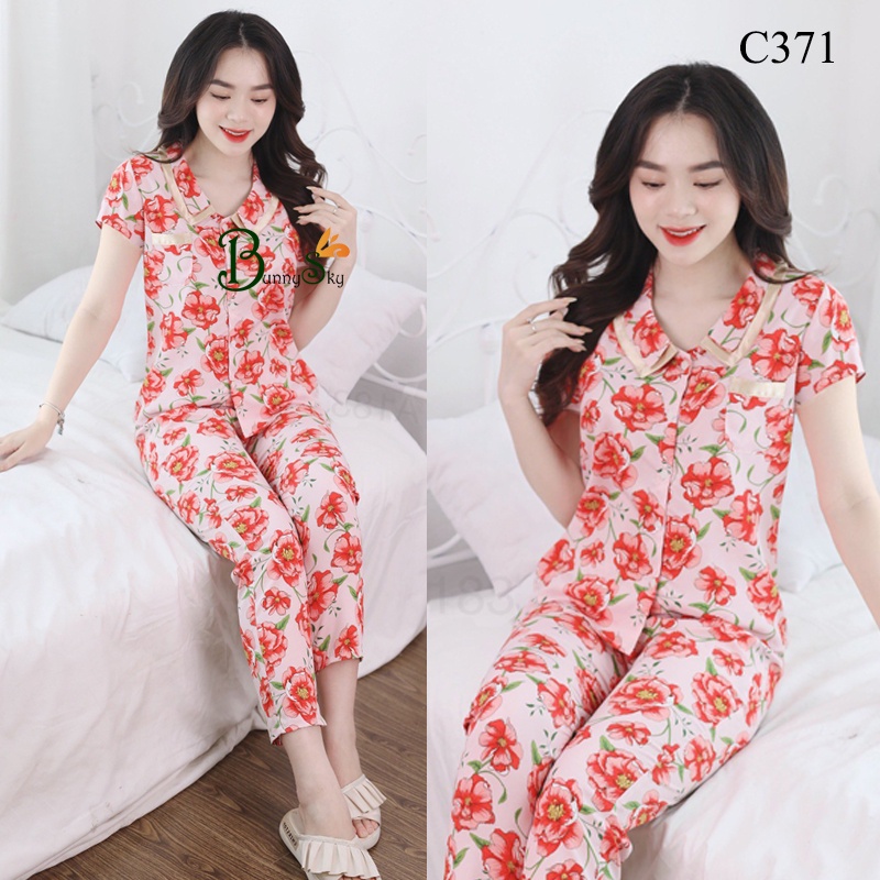 [Bunny] Đồ bộ mặc nhà 6 màu, đồ ngủ tay cộc đũi lụa mềm mịn mát không nhăn màu sắc trẻ trung