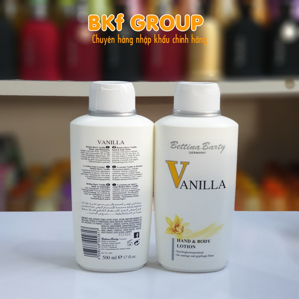 Sữa dưỡng thể Vanilla 500ml - Đức - Hương nước hoa - mùi vanilla thơm dịu nhẹ - lưu hương thơm cực lâu trên cơ thể