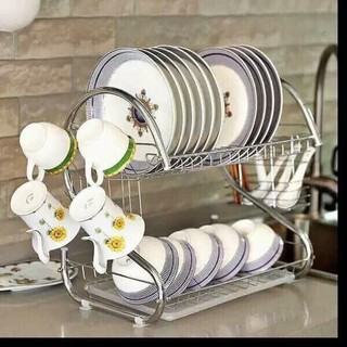 GIÁ ÚP BÁT INOX 2 TẦNG CÓ KHAY HỨNG NƯỚC