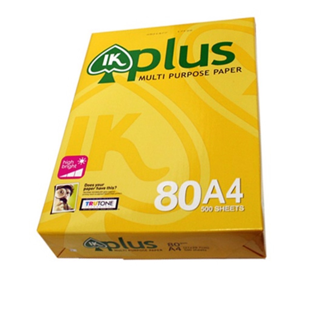 GIẤY IN A4 IK PLUS ĐỊNH LƯỢNG 80GSM