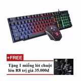 [Nhập ELJUN21 giảm 10%] Bộ bàn phím giả cơ và chuột chuyên game R8 1910 Led 7 màu (Đen) + Tặng 1 miếng lót chuột - Hãng 