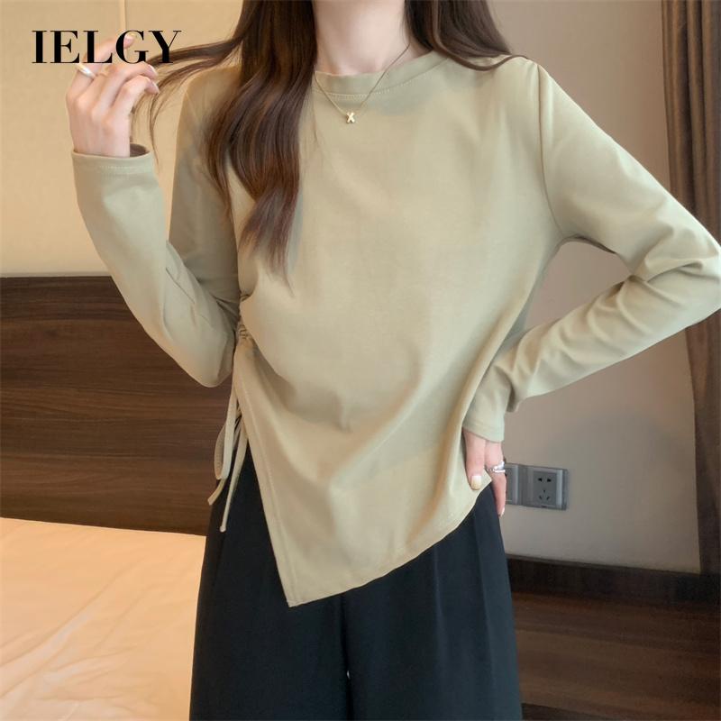 IELGY  Áo Thun Dài Tay Phối Dây Rút Thời Trang Dành Cho Nữ