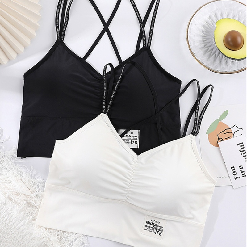Brroa Áo Ngực Thể Thao Hai Dây Có Mút Đệm Cổ Chữ V In Chữ Thời Trang Quyến Rũ Cho Nữ