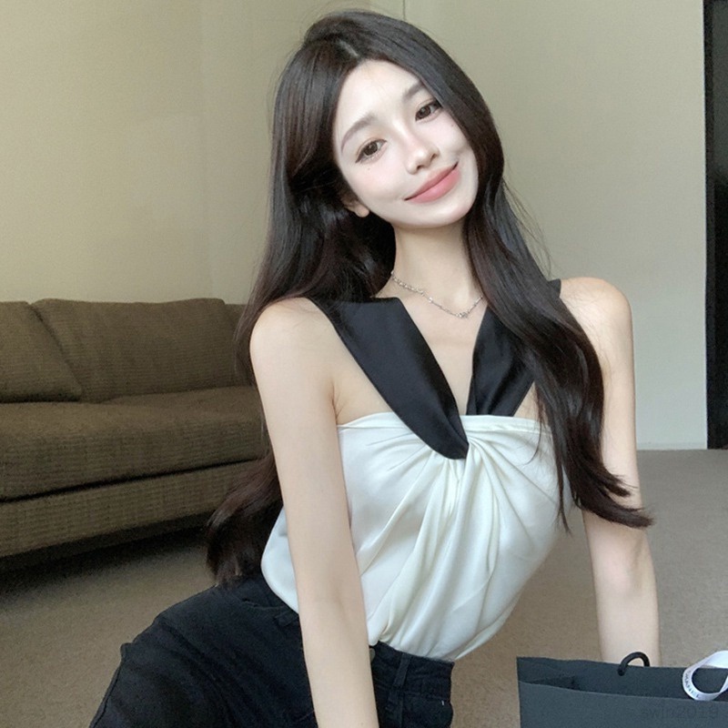 Áo Hai Dây Sát Nách Vải Satin Thời Trang Hàn Quốc Cho Nữ