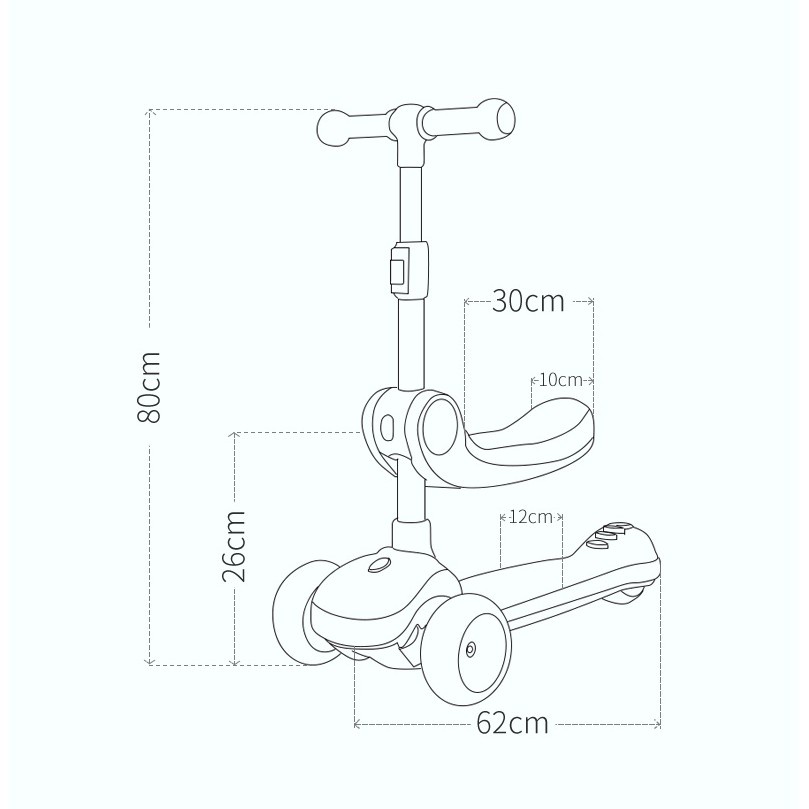 Xe scooter cho bé - xe trượt scooter có thể đứng và ngồi chòi chân kèm nhạc và đèn ở bánh xe