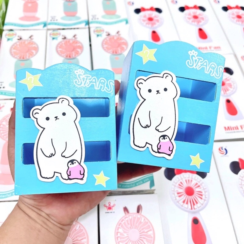 Khay cắm bút gỗ cute 4 màu tươi sáng