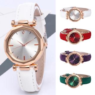 Đồng Hồ Analog Máy Quartz Nữ Dây Da Mặt Đính Hột Xoàn