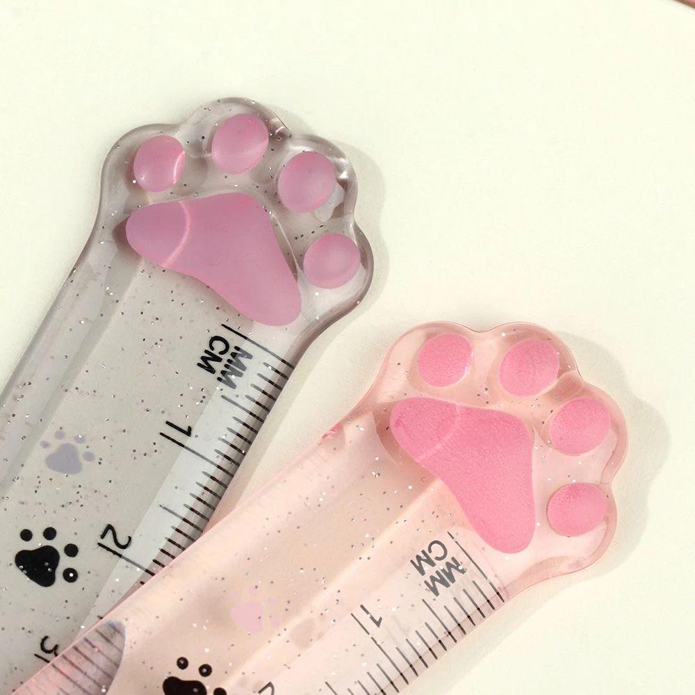 Thước Thẳng 15cm Bằng Nhựa Hình Móng Vuốt Mèo Dùng Vẽ Tranh Cho Học Sinh / Văn Phòng