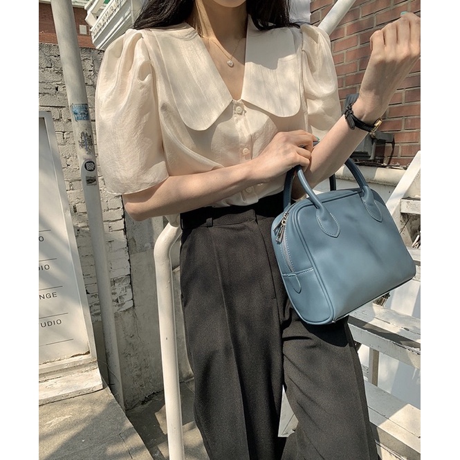 Áo sơ mi tay bồng cổ sen A53