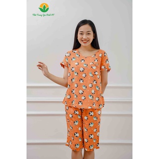 Quần áo mặc nhà nữ mùa hè Việt Thắng, quần lửng, áo cộc tay, chất Lanh B06.2222
