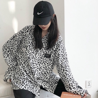 Áo sơ mi tay dài in họa tiết đốm da báo cá tính dành cho nữ