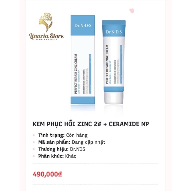 Kem kẽm Phục hồi da siêu cấp ẩm Dr NDS - Perfect Repair Zinc Cream | BigBuy360 - bigbuy360.vn