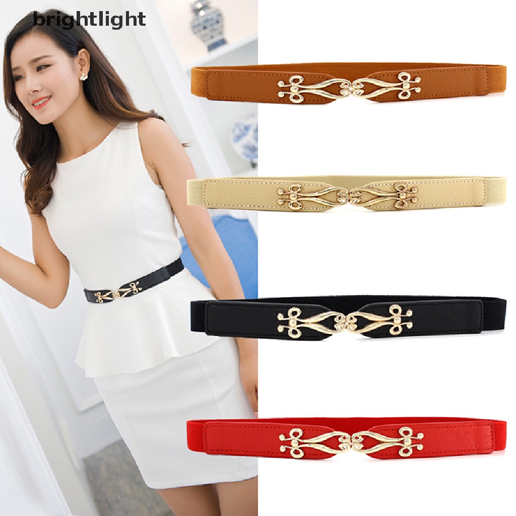 (brightlight) Fashion Elastic Waistband Elegant Cummerbund Women Dress Buckle Belt Strap Waist [HOT SALE]