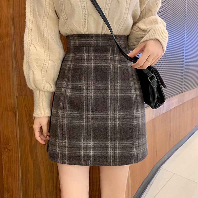 Chân Váy Chữ A Lưng Cao Họa Tiết Sọc Caro Phong Cách Chic | BigBuy360 - bigbuy360.vn