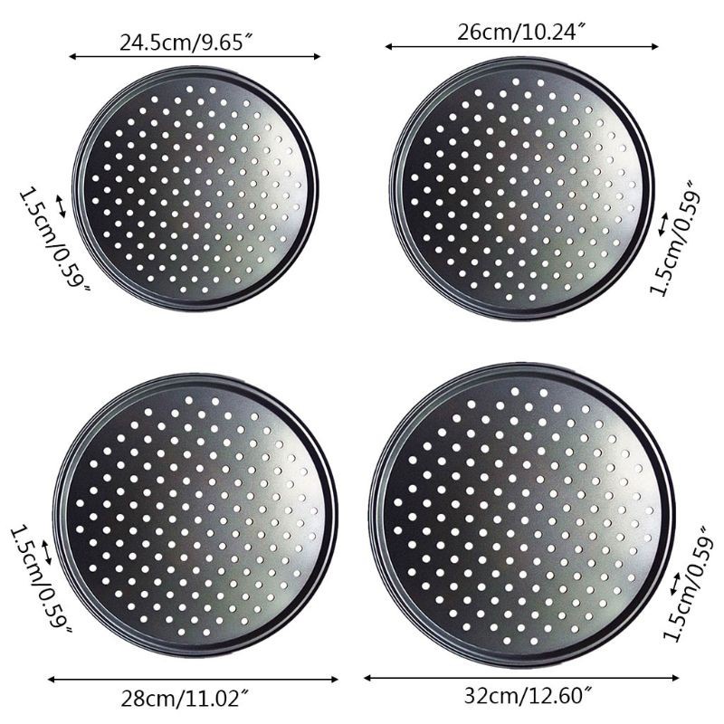 Khay nướng bánh pizza thép carbon chống dính có lỗ 9/ 10/ 11/ 12 inch tiện lợi dành cho nhà bếp