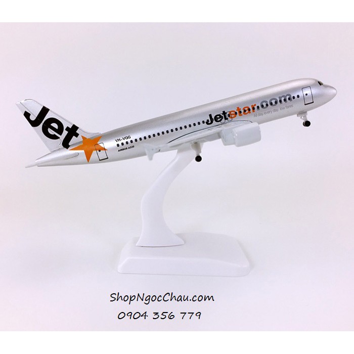 Mô hình máy bay tĩnh Airbus A320 Jetstar Pacific 20cm có bánh xe