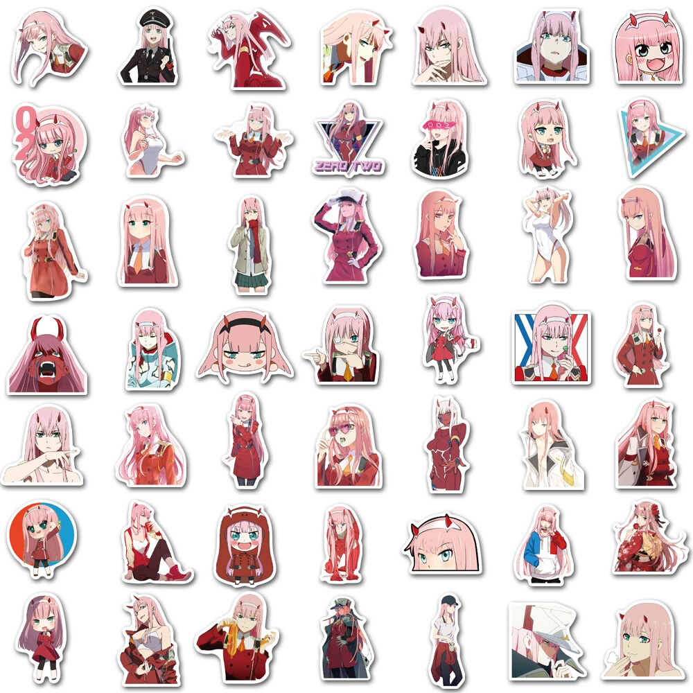 Bộ 50 miếng dán trang trí hình nhân vật hoạt hình Anime Franxx