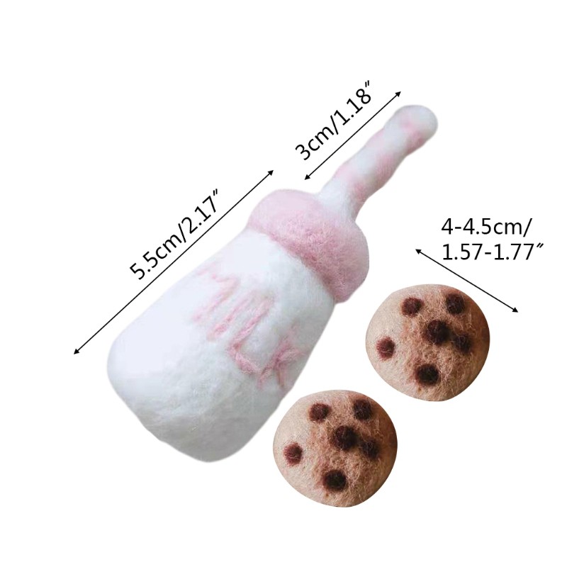 Set bình sữa + bánh quy bằng len dễ thương làm đạo cụ chụp ảnh cho bé sơ sinh