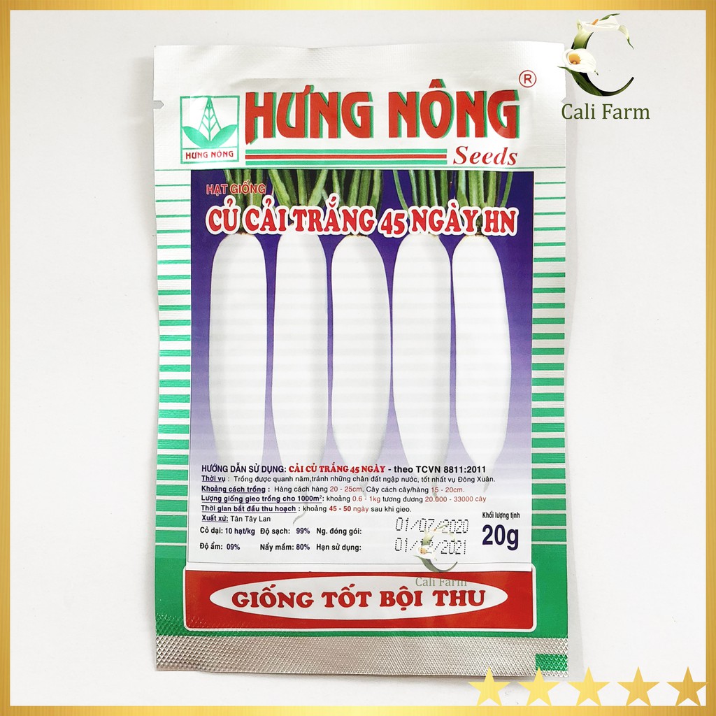 Hạt giống Củ Cải Trắng 45 ngày HN 20g