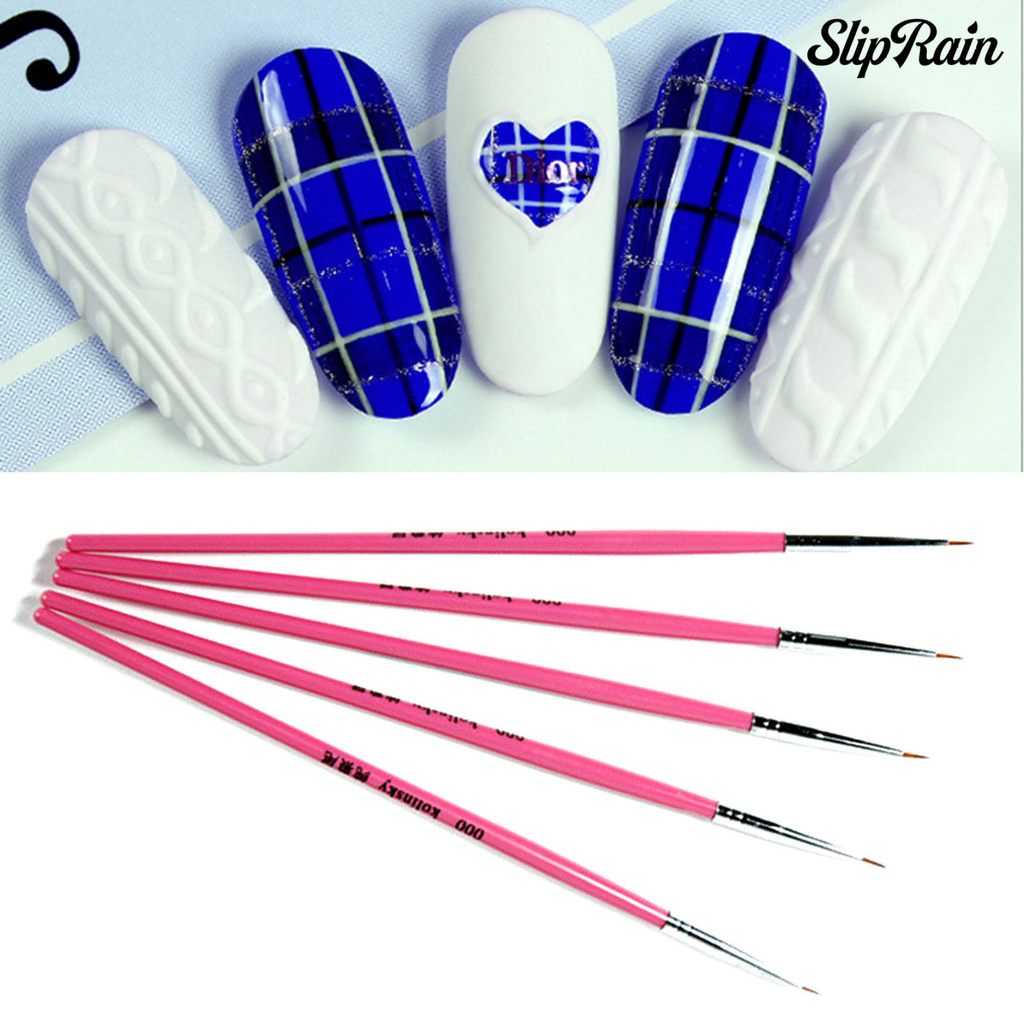 Sliprain ♥Nail Painting Pen Smooth Surface Flat Head Acrylic Pink Liner Brush