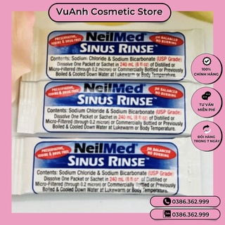 Gói muối neilmed sinus rinse chính hãng, pha cùng nước ấm tạo thành nước rửa mũi